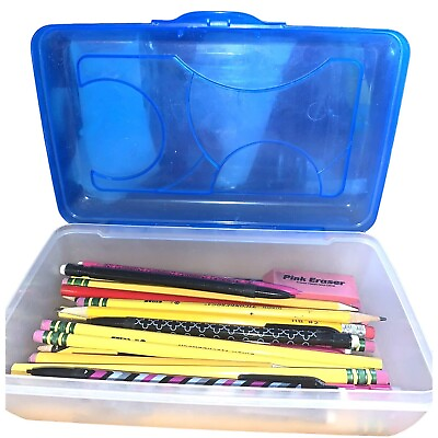 #ad School Pencil Case 20 Pencils and Pink Eraser $5.90
