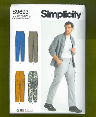 #ad Men#x27;s Cargo Pants Sewing Pattern 4 Variations Sizes 34 42 Simplicity 9693 $12.85