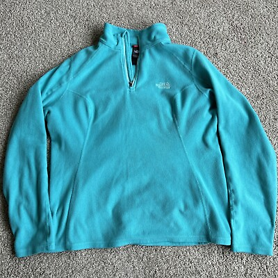 #ad The North Face Womens 1 4 Zip Fleece Pullover Sweatshirt Size Large Turquoise $14.99