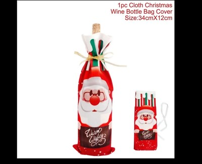#ad Christmas Decor Santa Cloth Cover For Bottle Snowman Cover $6.00