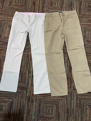 #ad Set Of 2 Children#x27;s Place Catamp;jack Tan Boys School Pants Chinos Size 16 Slim $15.90