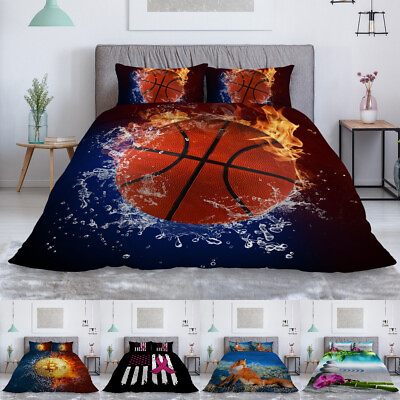 #ad Soft Duvet Cover Set 3pieces for Kids Teen Fox Basketball Bedding Set Twin Full $39.99