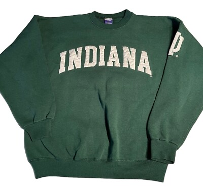 #ad Vintage Indiana Hoosiers Sweatshirt 90s Champion Size XL Green Stitched Graphics $55.00