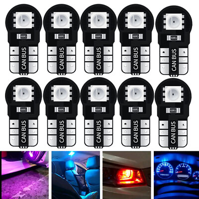 #ad 10x Colorful T10 RGB LED Bulb 5050 Car Dome Read Light License Lamp Accessories $7.76