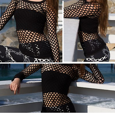 #ad A Sexy Long Sleeve Fishnet Shirt Women Tops Blouse GoGo Dance Wear Pick Color $15.99