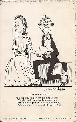 #ad COMIC quot;Cold Propositionquot; quot;Wear Mits when Dating a Girl from the Hubquot; 1910 $8.50