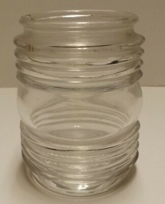 #ad CLEAR RETRO UTILITY TYPE GLASS SHADE 4 3 4quot; TALL 3 1 4quot; FITTER NEW 08636JB $12.49