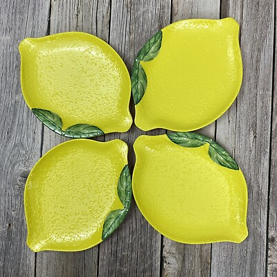 #ad Shabby Chic 100% Yellow Green Melamine Lemon Shape Outdoor Plates $22.00