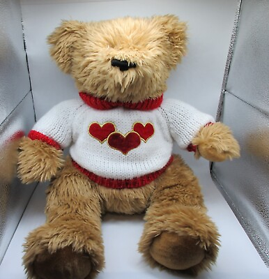 #ad Vintage Valentine Stuffed Bear by Funny Kids Approx 18quot; Red amp; White Sweater Rare $24.00