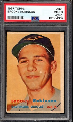 #ad 1957 Topps #328 Brooks Robinson RC PSA 4 MC Baltimore Orioles Baseball Card $549.88