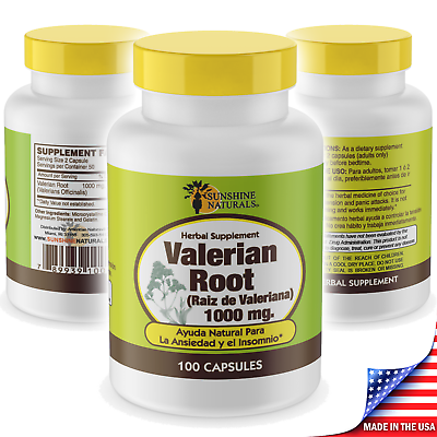 #ad Sunshine Naturals Valerian Root 100 Capsules Made in the USA $10.99