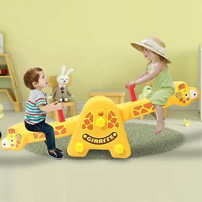 #ad Joyful Yellow Giraffe Teeter Totter Seesaw: Rocking Fun for Two Toddlers or Kids $136.09