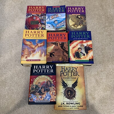 #ad Harry Potter Mixed Hardcover Paperback Complete Set Lot of 8 Books Cursed Child C $125.97
