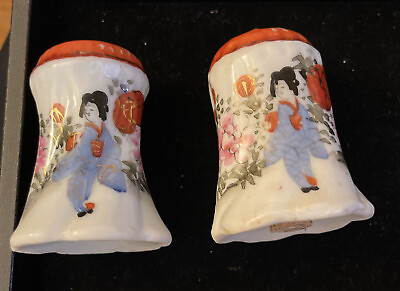 #ad Vintage Geisha Girl Salt And Pepper Shakers hand painted $11.51