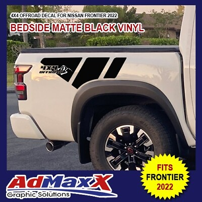 #ad 4x4 Offroad Bedside Decals for Nissan Frontier 2022 24 Matte Black $54.00