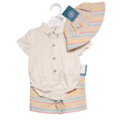#ad Caribbean Joe Kids Baby Boys Three Piece Shirt Shorts amp; Hat Set Cotton Size 3 6M $17.99