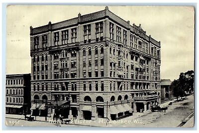 #ad 1911 Hotel Pfister Exterior Roadside Milwaukee Wisconsin WI Posted Shop Postcard $29.95