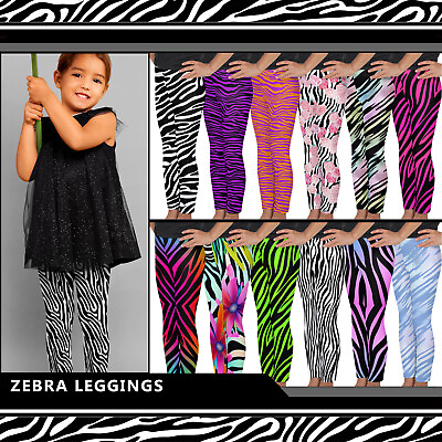 #ad Kids Zebra Leggings #1 Baby Girls Boys Teens Animal Print Stripes Wild Gift $42.00