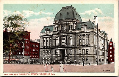 City Hall And Washington Street Providence Rhode Island RI Unposted Postcard $4.95