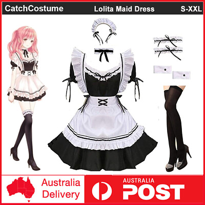 #ad Cute Lolita Maid Dress Girls Womens Anime Cosplay Costume Party Fancy Dress AU $37.99