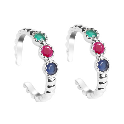 #ad Fancy Traditional 925 Sterling Silver Colorful Design Toe Ring For Women $41.55