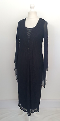 #ad Chic Soul London Vintage Gothic Maxi Dress Size M L Black Lace Chiffon Medieval GBP 25.00