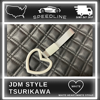#ad JDM Style Tsurikawa Ring Car Warning Subway Train Bus Handle Strap Heart White $19.99
