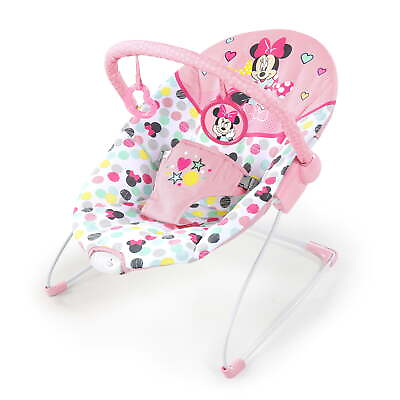 #ad Baby Slip Resistant Vibrating Infant Baby Bouncer Minnie Mouse Spotty Dotty $31.27