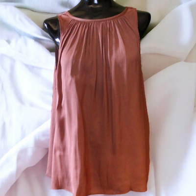 #ad Anthropologie Blouse size 1X Brown Draped Low Back Sleeveless Plus Top NEW $62.00