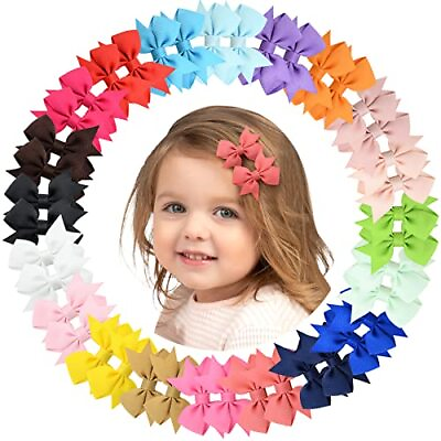 #ad 40PCS 2 Inch Baby Hair Bows Clips for Girls Grosgrain Ribbon Fully Lined Infant $10.76