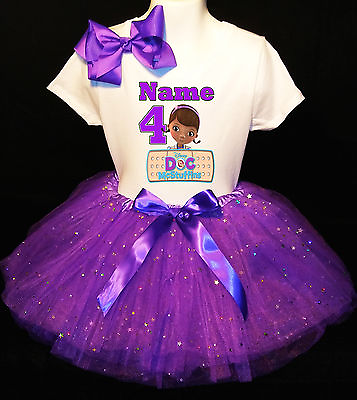 #ad Doc McSTUFFINS *With NAME* 4th fourth 4 Birthday purple Tutu dress Fast Shipping $37.95
