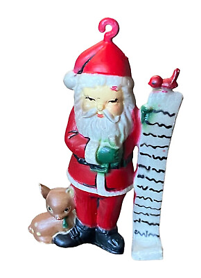 #ad Vtg Santa Blow Mold Figurine List Japan Ornament Pixie Deer 60s Elf 3” $17.99