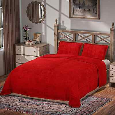 #ad HOMESMART Red Ultra Soft Crystal Polyester Velvet 3pcs Comforter Set King Gifts $122.92