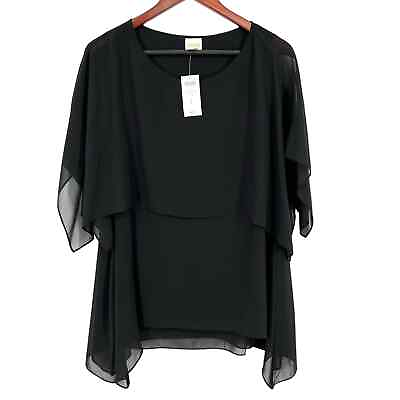 #ad NEW NWT Chicos Sz 1 Medium Black Formal Blouse Shirt Top Business Professional $33.12