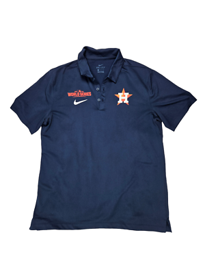 #ad Houston Astros Men#x27;s Large Blue Nike Dri Fit Polo Shirt World Series 2021 $17.59