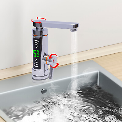 #ad 110V Electric Instant Hot Water Heater Shower Kitchen Tap Faucet Digital Display $35.91