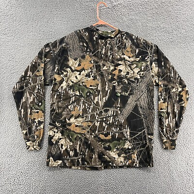 #ad VINTAGE Brand Camo Shirt Men 2XL XXL Brown Mossy Oak Single Stitch Hunting 90s $39.99
