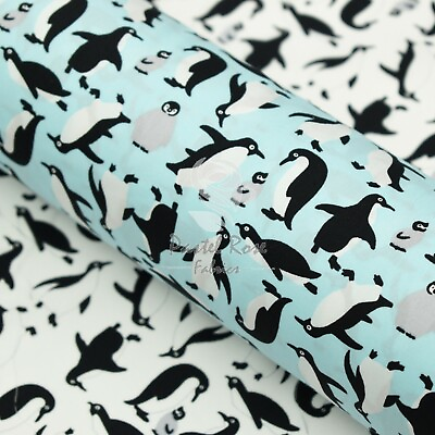 #ad Penguin Fun Kids Children 100% Cotton Fabric quilting clothing Metre GBP 7.99