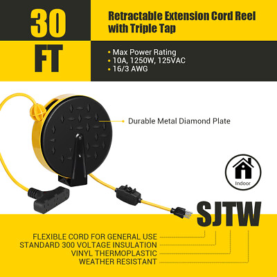 #ad 30 Ft Retractable Extension Cord Reel DEWENWILS Ceiling Wall Mount Cord reel $44.19