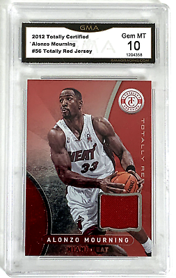 #ad 2012 13 Totally Certified Memorabilia #56 Alonzo Mourning Red HOF Graded GMA 10 $21.00