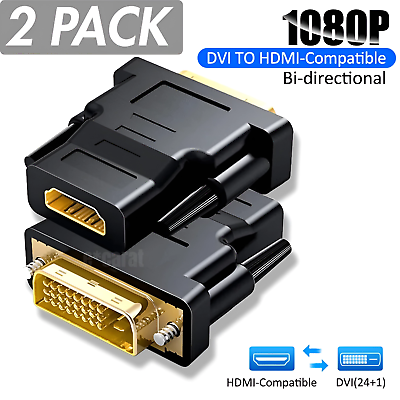 #ad 2 Pack DVI D Male to HDMI Female Adapter for HDTV PC Monitor Projector Blu ray $3.55