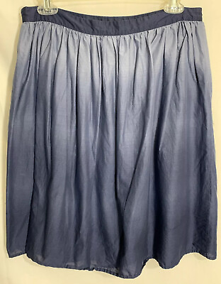 #ad Tommy Hilfiger Blue Flare Cotton Skirt Lined Knee Length Size 6 $8.75