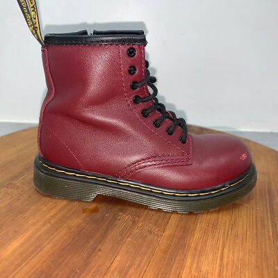 #ad Dr Martens 1460 T Red Toddler Leather Boots Kids Size 9 US 26 EU Zip Side Unisex $28.49