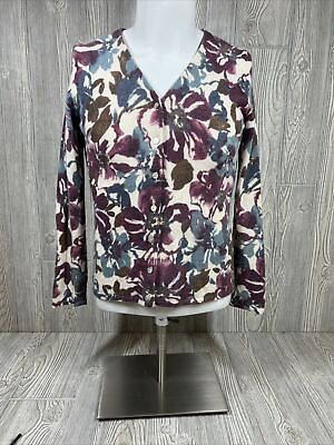 #ad Sarah Spencer Floral Button Up Long Sleeve Wool Shirt Birthday Womens Size M $9.59