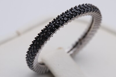 #ad Special Design 2 Lines Turkish Handmade Jewelry Black Zircon Stone 925 Sterling $45.00