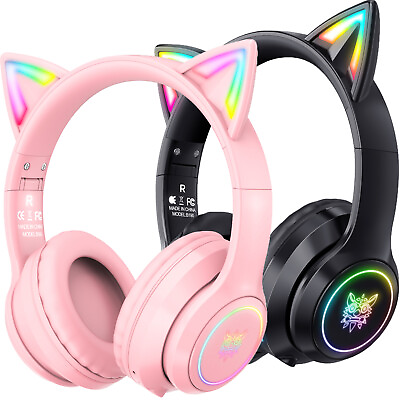 #ad Wireless Cat Ear Headphones for Kids Foldable Bluetooth Headset Mic amp; Wired Mode $20.99