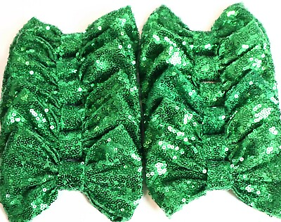 #ad Set of 12 Large 5 inches Green Sequin BowsDIY Wholesale Bows NO CLIP $21.00