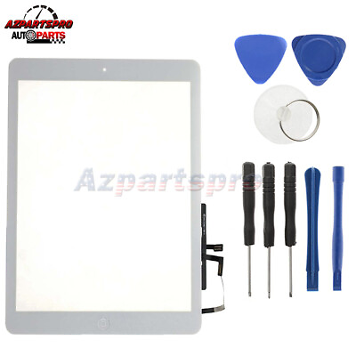 #ad White Touch Digitizer Glass Screen Home ButtonTool For iPad Air 1st Generation $14.92