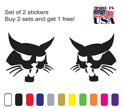 #ad BOBCAT Logo Vinyl decal 2 PACK Skid Steers Excavators Implements Made In USA $7.31