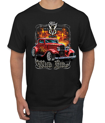 #ad 1932 Ford Deuce V8 75th Anniversary Wild Ride Cars and Truck Men Tshirt $19.99
